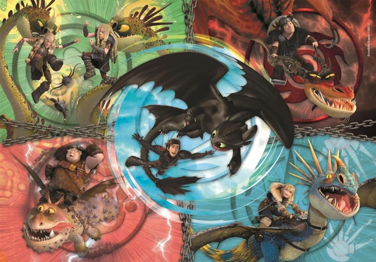 Puzzle Clementoni Cómo entrenar a tu dragón, 104 piezas