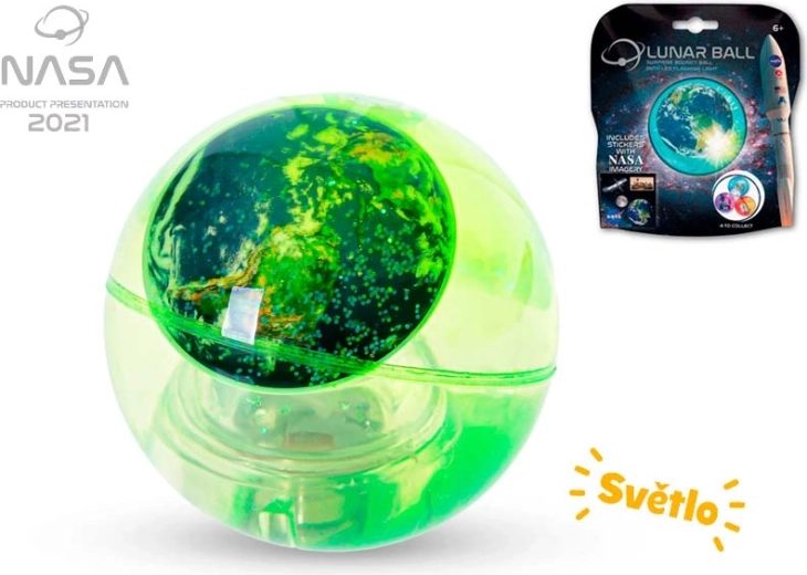 Pelota saltarina luminosa NASA con purpurina 5 cm