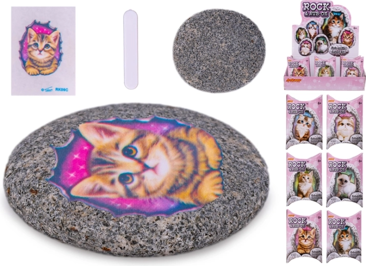 Piedra con pegatina de gatito: juguete creativo para niños a partir de 6 años