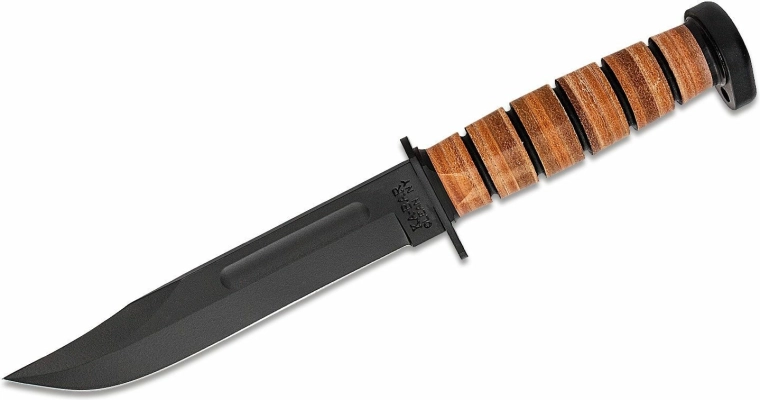 Cuchillo multiusos KA-BAR Dog's Head 18 cm negro con funda de cuero