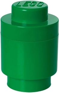 Caja de almacenamiento redonda Lego verde oscuro 12,3 × 18,3 cm