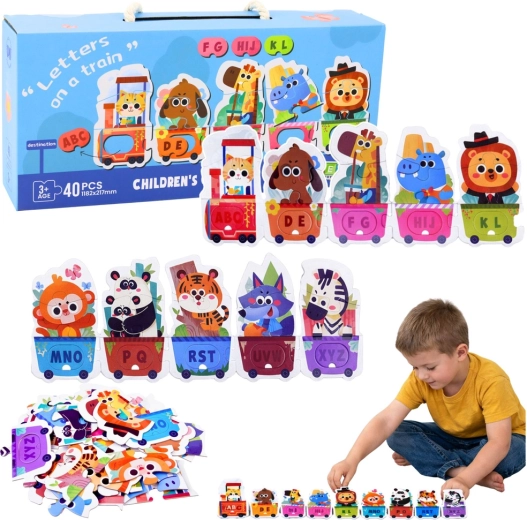 puzle educativo trenecito del abecedario con animales, 40 piezas
