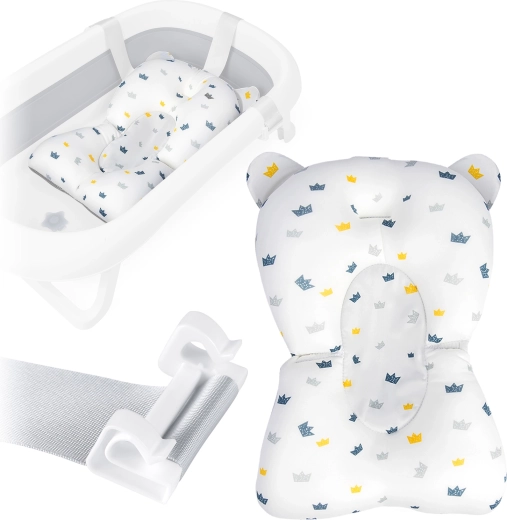 Cojín para bañera infantil RICOKIDS – inserto ergonómico de secado rápido, blanco‑azul