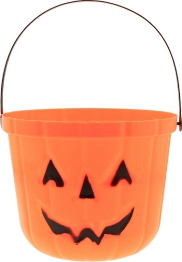 Cubo de calabaza sonriente para Halloween 18,5 × 15 cm
