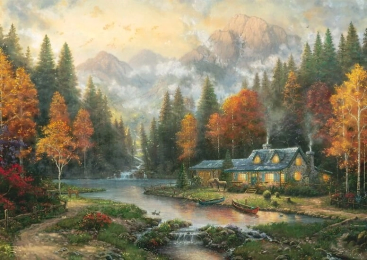 Puzzle Noche junto al lago otoñal 1000 piezas