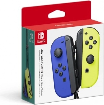 Mandos Nintendo Joy-Con azules y amarillo neón