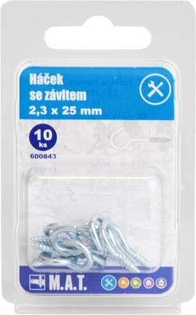 Gancho roscado 25 × 2,3 mm, galvanizado (10 uds)