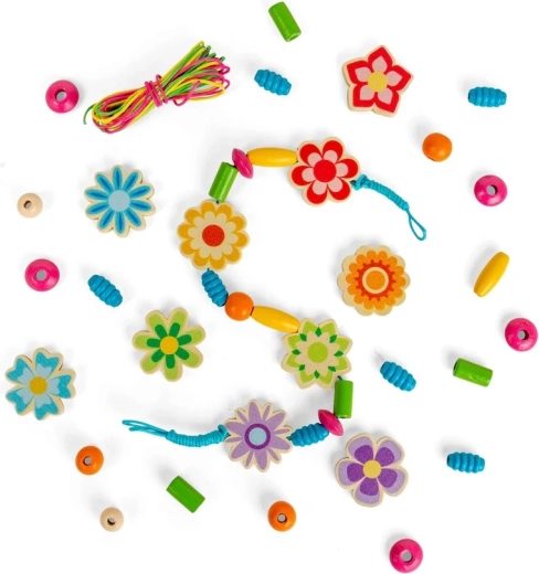 Bigjigs Toys set de cuentas de madera Flores de verano