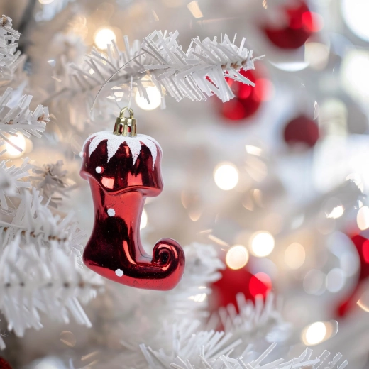 Adorno navideño brillante con forma de bota de Papá Noel