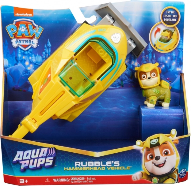 Paw Patrol Aqua Pups – submarino Hammerhead con figura de Rubble