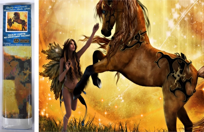 Pintura de diamantes: doma de un caballo 30 × 40 cm
