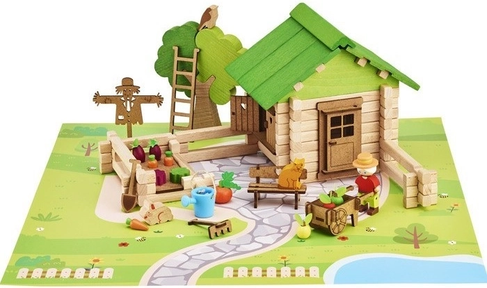 Jeujura construcción de madera casita con jardín (135 piezas)