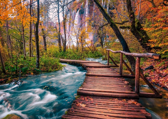 Puzzle Arroyo del bosque en Plitvice, 1000 piezas