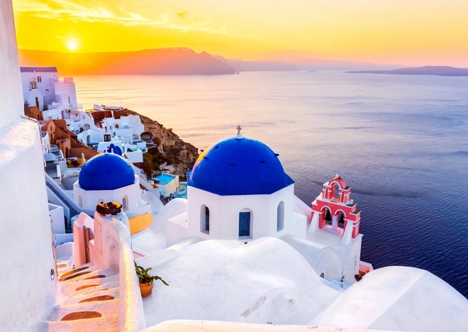 Enjoy Puzzle – amanecer sobre Santorini, Grecia (1000 piezas)