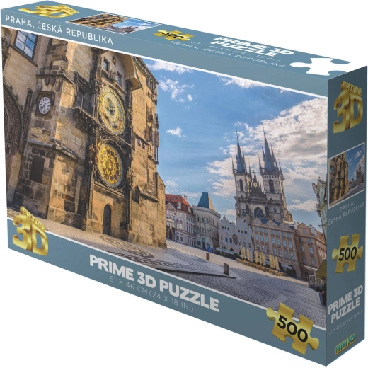 Puzzle Prime 3D República Checa: Praga (Plaza de la Ciudad Vieja, reloj astronómico) 500 piezas, holográfico