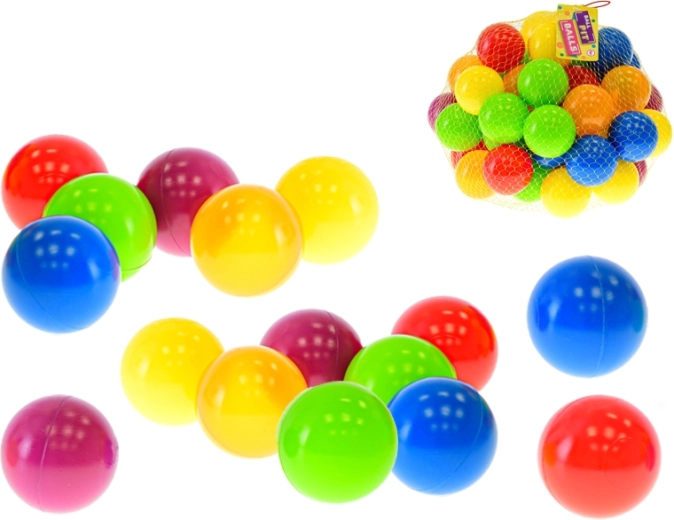 Pelotas de colores para zona de juegos 6 cm, 50 uds en malla