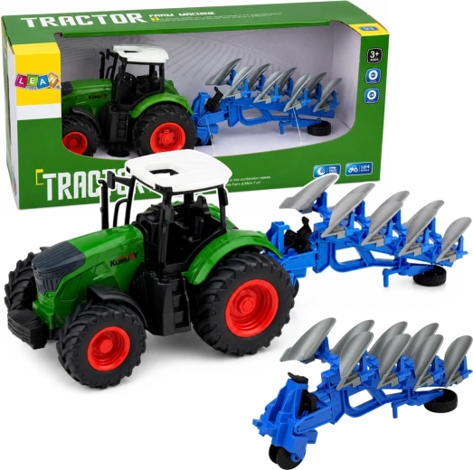 Tractor agrícola con arado multireja 1:24 con ruedas de goma