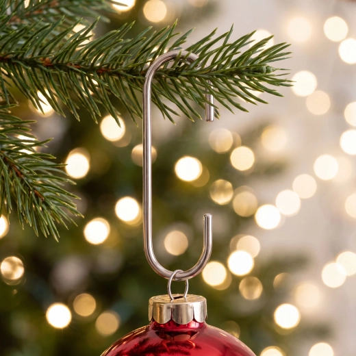 Mini ganchos plateados para adornos navideños - 100 unidades