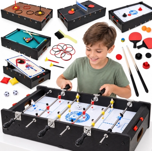 Mesa de juegos multifunción 6 en 1 con air hockey eléctrico