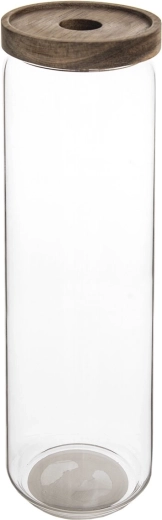 Tarro de vidrio de 1,5 l de vidrio borosilicato con tapa de acacia