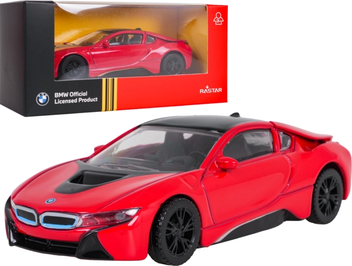 Modelo metálico de coche BMW i8 RASTAR a escala 1:43, rojo