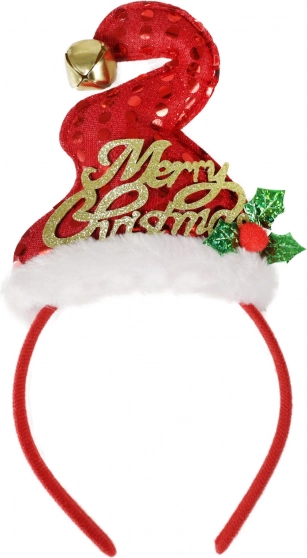 Diadema navideña con gorrito y cascabel Merry Christmas