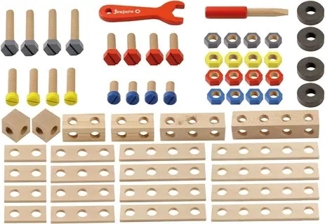 Jeujura juego de construcción de madera para pequeños manitas (60 piezas)