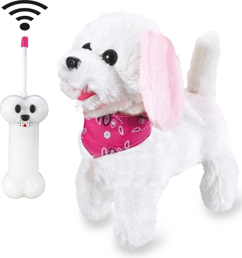 Jamara rc perrito de peluche furry dog blanco/rosa 27 mhz
