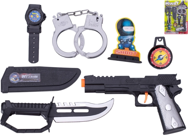 Set SWAT con pistola, cuchillo y accesorios para niños