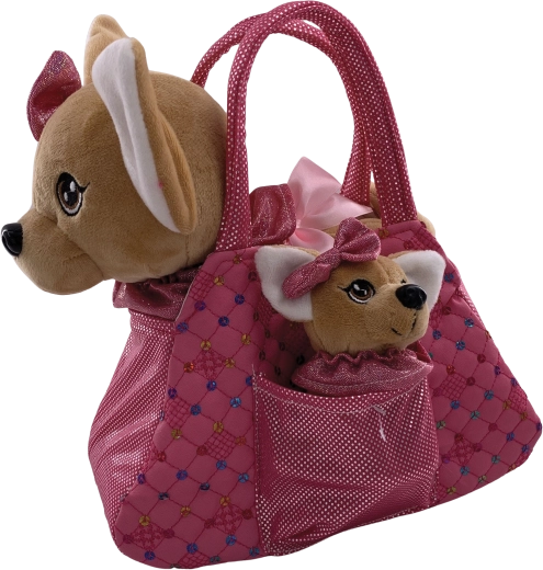 Bolso de peluche con chihuahua y cachorro