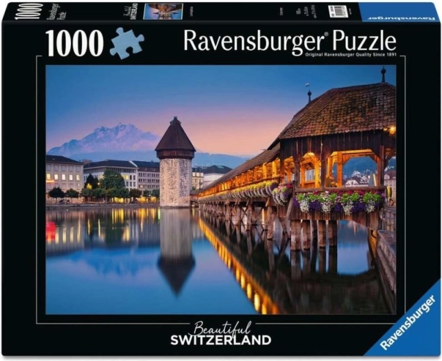 Puzzle Ravensburger Beautiful Switzerland: Puente de la Capilla, Lucerna - 1000 piezas