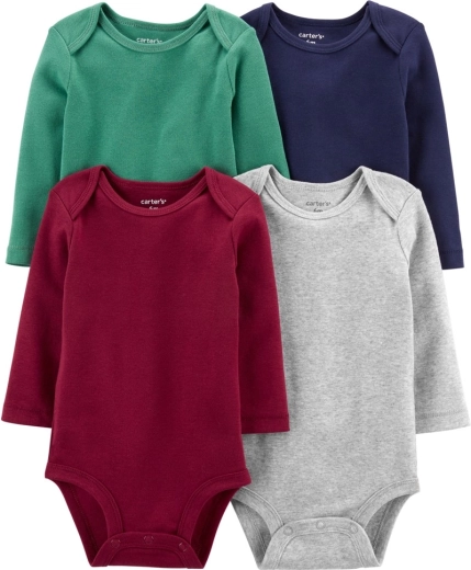 Body infantil para bebé niño Carter's de manga larga multicolor, 4 uds., talla 56 (NB)