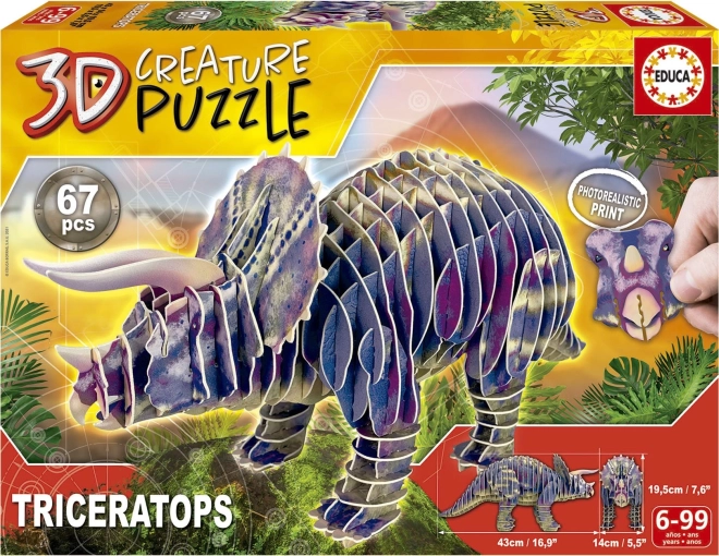 Puzle 3D triceratops de 67 piezas