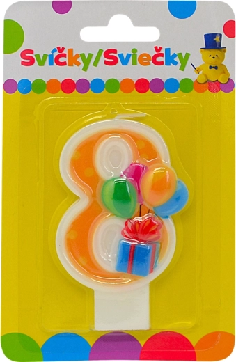 Vela de cumpleaños número 8 con globos