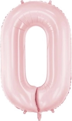Globo de látex metalizado con forma de número 0, rosa claro mate, 86 cm