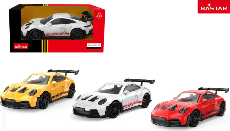 Cochecito metálico Rastar Porsche 911 GT3 RS 1:43 blanco - 1 unidad
