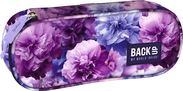 Estuche escolar tipo etui BackUP flores moradas