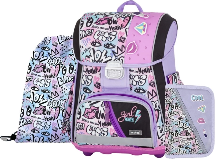 Set escolar PREMIUM Funny Girl – cartera escolar, estuche y bolsa
