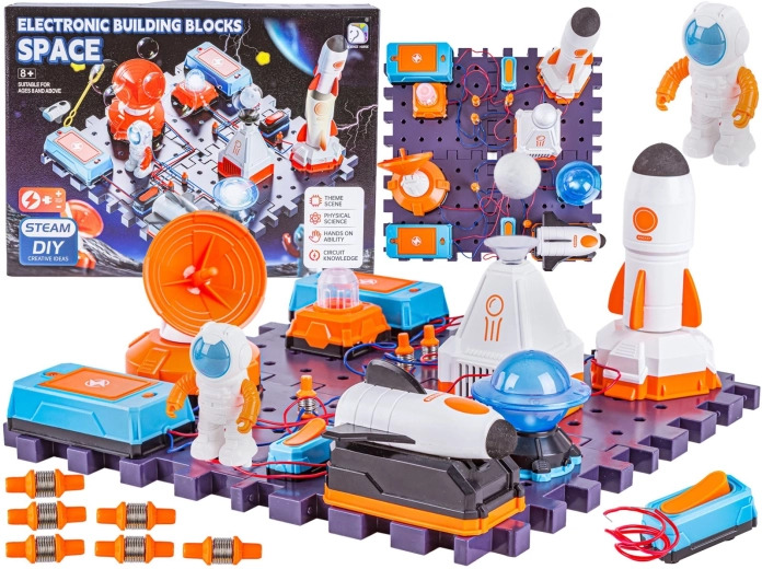 Kit experimental electrónico espacial para niños: cohete y base espacial