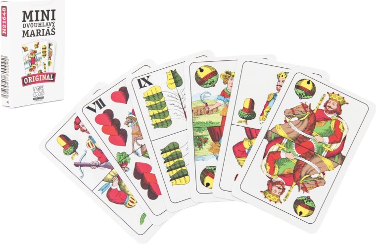 Mini cartas de Mariáš de doble cara (32 uds) en caja de papel