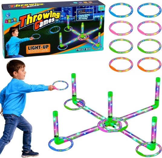 Juego infantil de ringo con iluminación LED: lanzamiento de aros a un objetivo