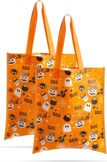 Set de bolsas de regalo de Halloween naranjas, 27 × 31 cm, 2 unidades
