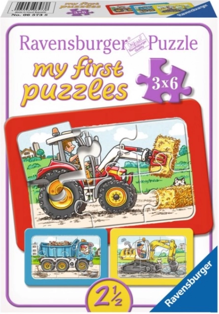 Mis primeros puzles Máquinas de construcción 3×6 piezas RAVENSBURGER