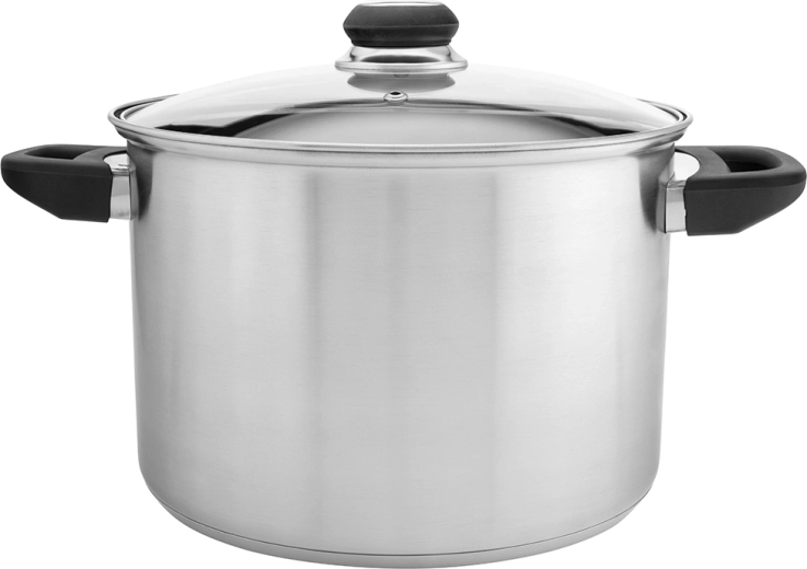 Olla alta de acero inoxidable Emilio de 7 l con tapa de vidrio