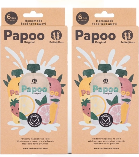 Petite&Mars bolsitas rellenables para comida Papoo original 1+1 gratis (12 uds.)