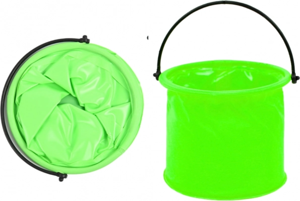 Cubo multifuncional plegable de PVC verde