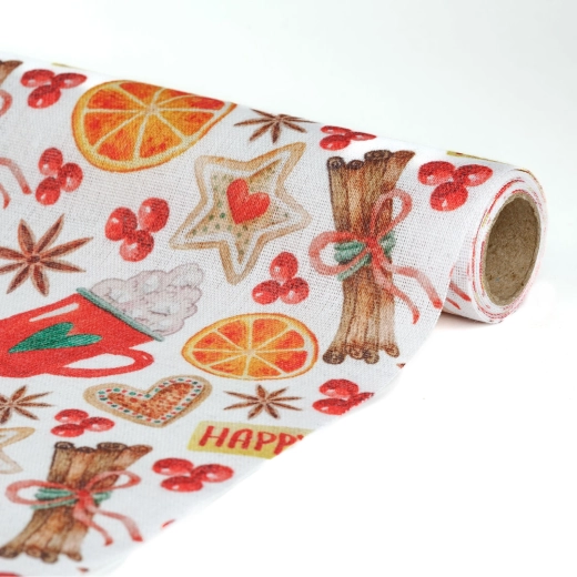 Camino de mesa decorativo con motivo de raíces y naranjas