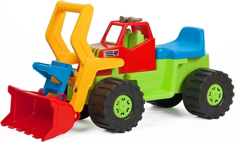 Correpasillos infantil excavadora con cargadora BAYO 74 cm – verde
