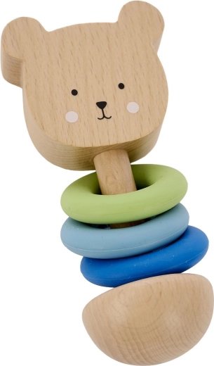 Jabadabado sonajero de madera osito con anillos de silicona