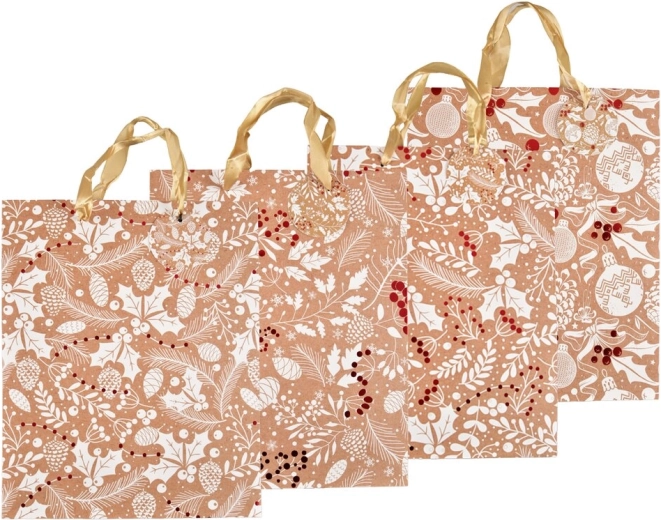 Bolsa de regalo navideña de papel con gofrado 26 × 10 × 32 cm (4 variantes)